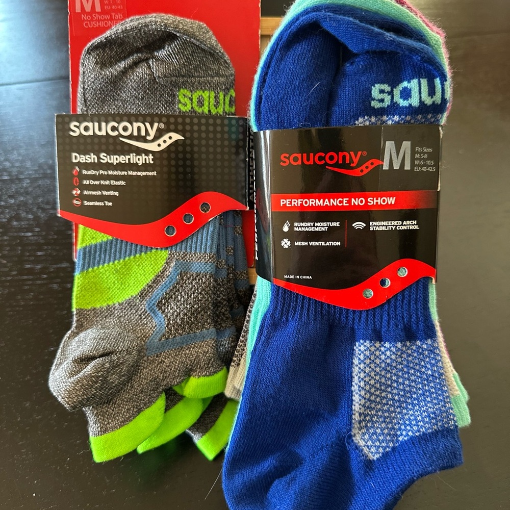 Saucony Women’s Performance No Show Socks - Blue and Gray